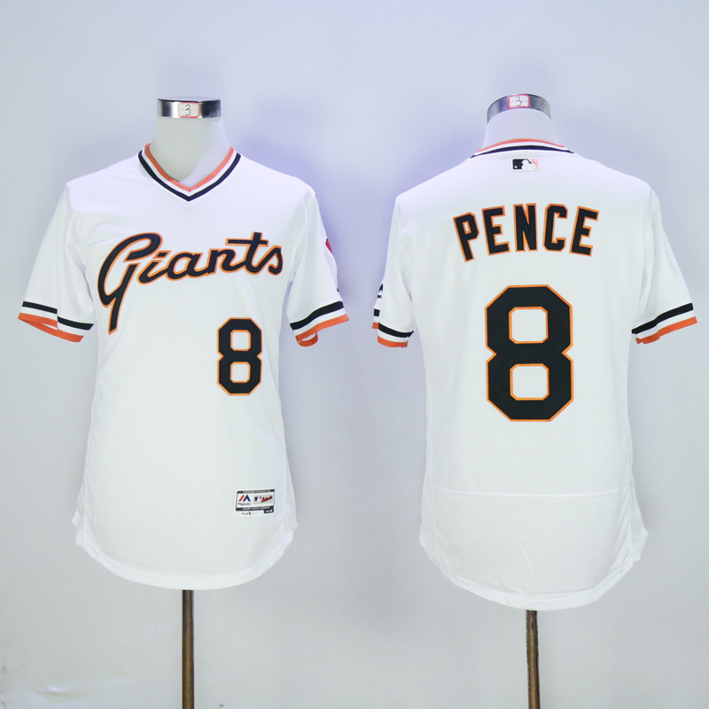 Men San Francisco Giants #8 Pence White Throwback Elite MLB Jerseys